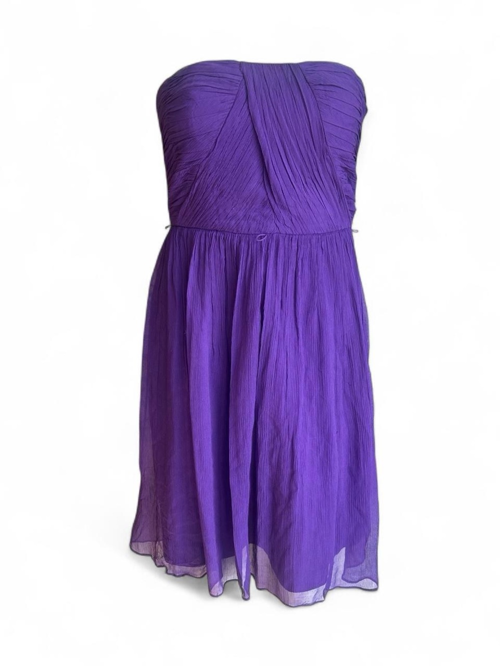 Donna Morgan Strapless Purple Silk Chiffon Cocktail Dress